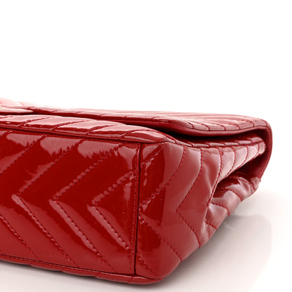 Chanel Patent Chevron Quilted Maxi Single Flap Red 10 of 12