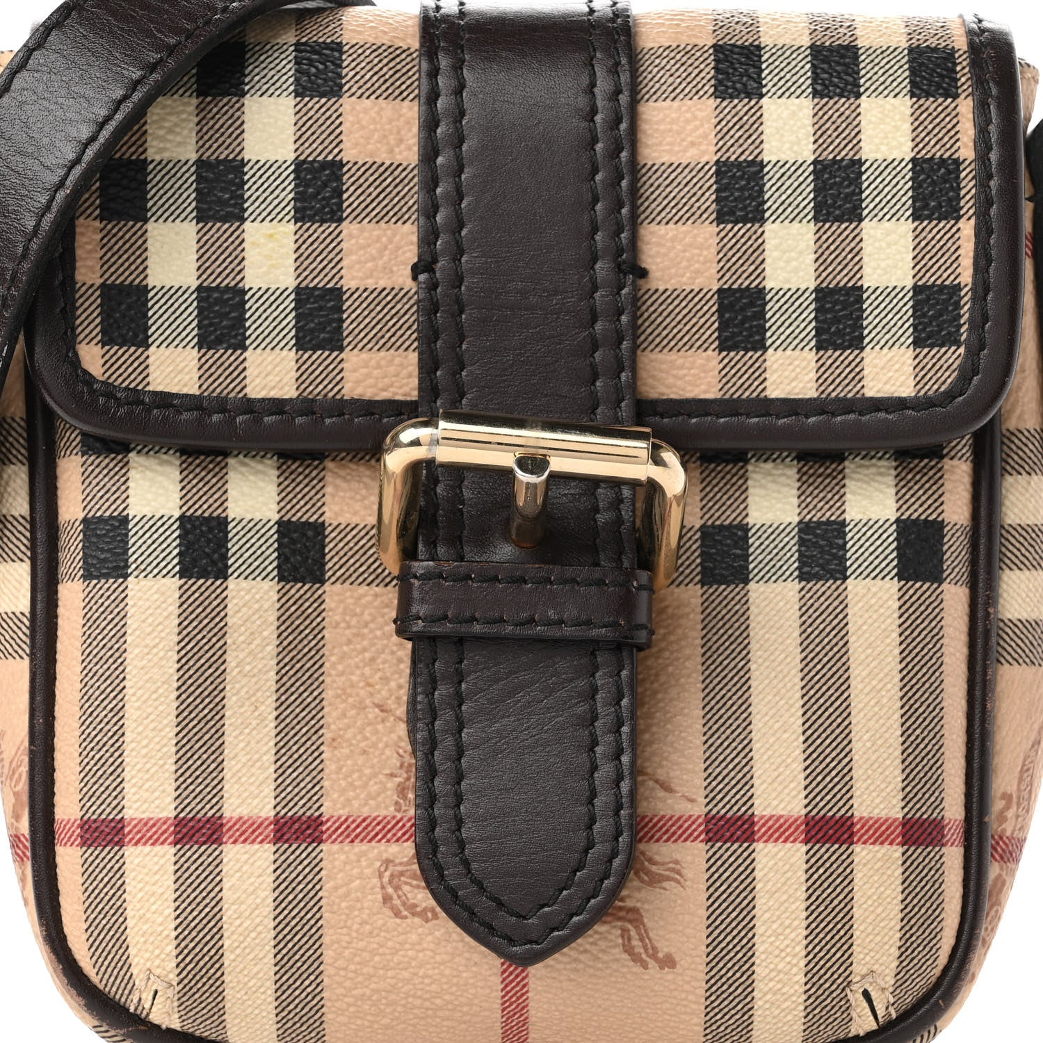 Burberry Haymarket Check Buckle Crossbody Bag Dark Brown 8 of 10