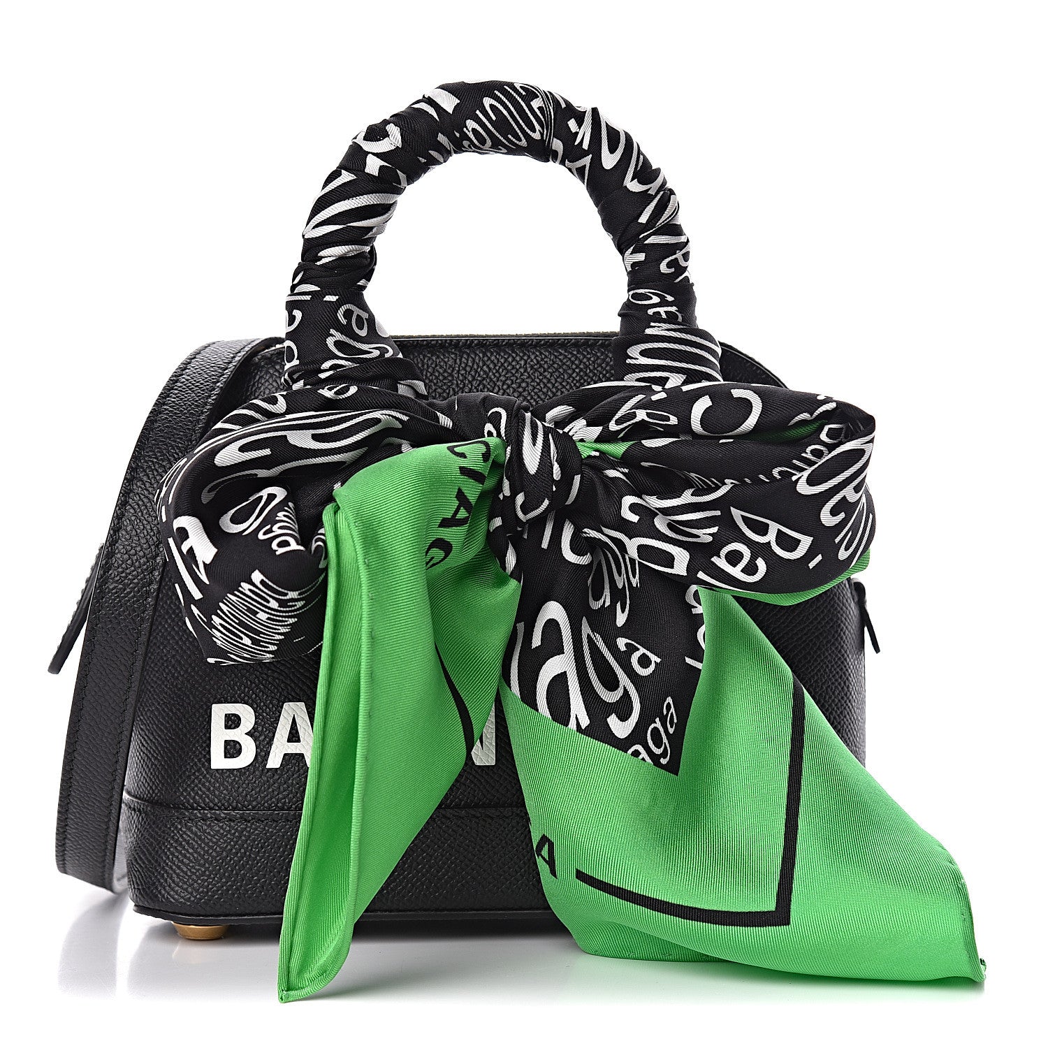 Balenciaga Grained Calfskin XXS Ville Top Handle Bag Scarf Black 1 of 11