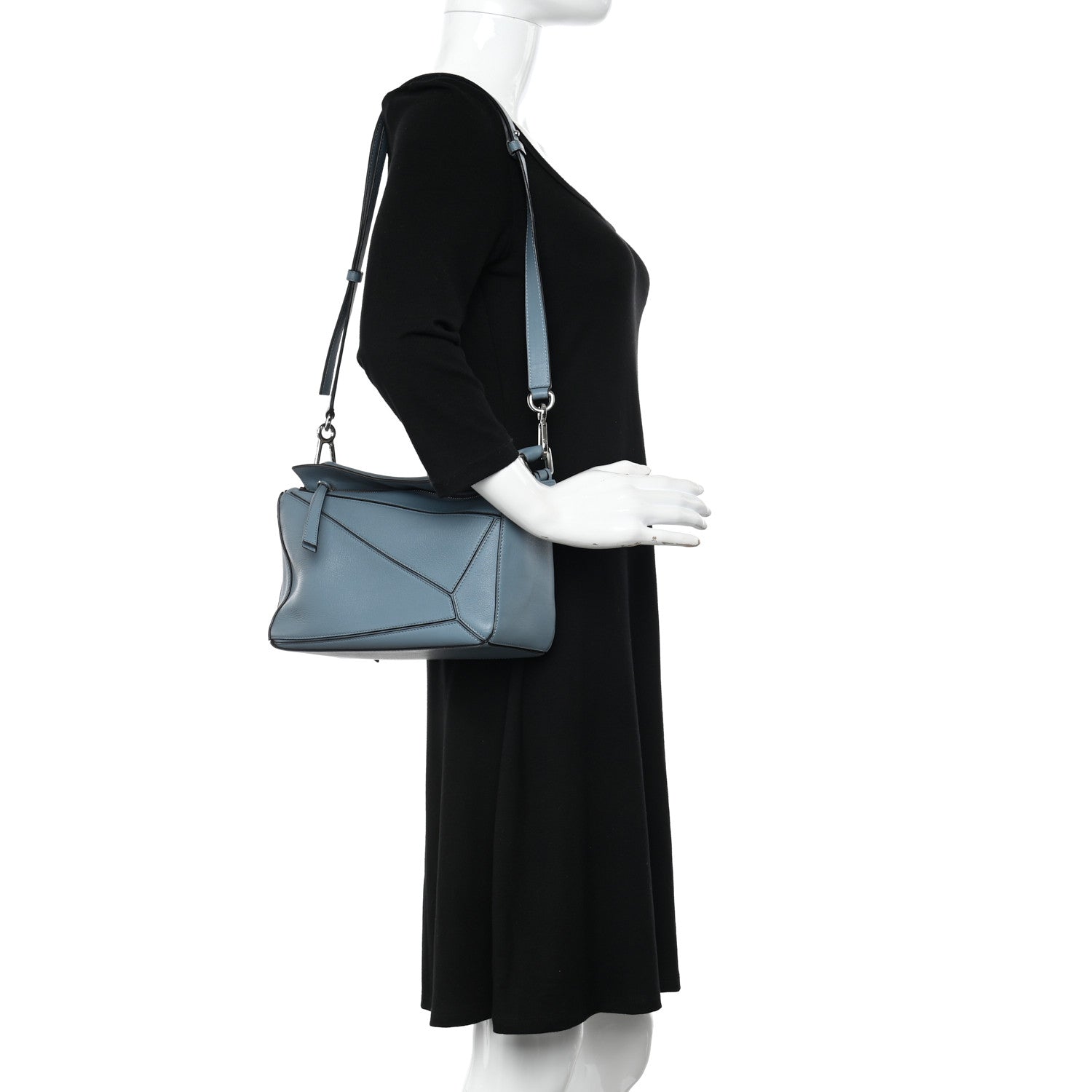 Loewe Calfskin Small Puzzle Bag Stone Blue 2 of 10