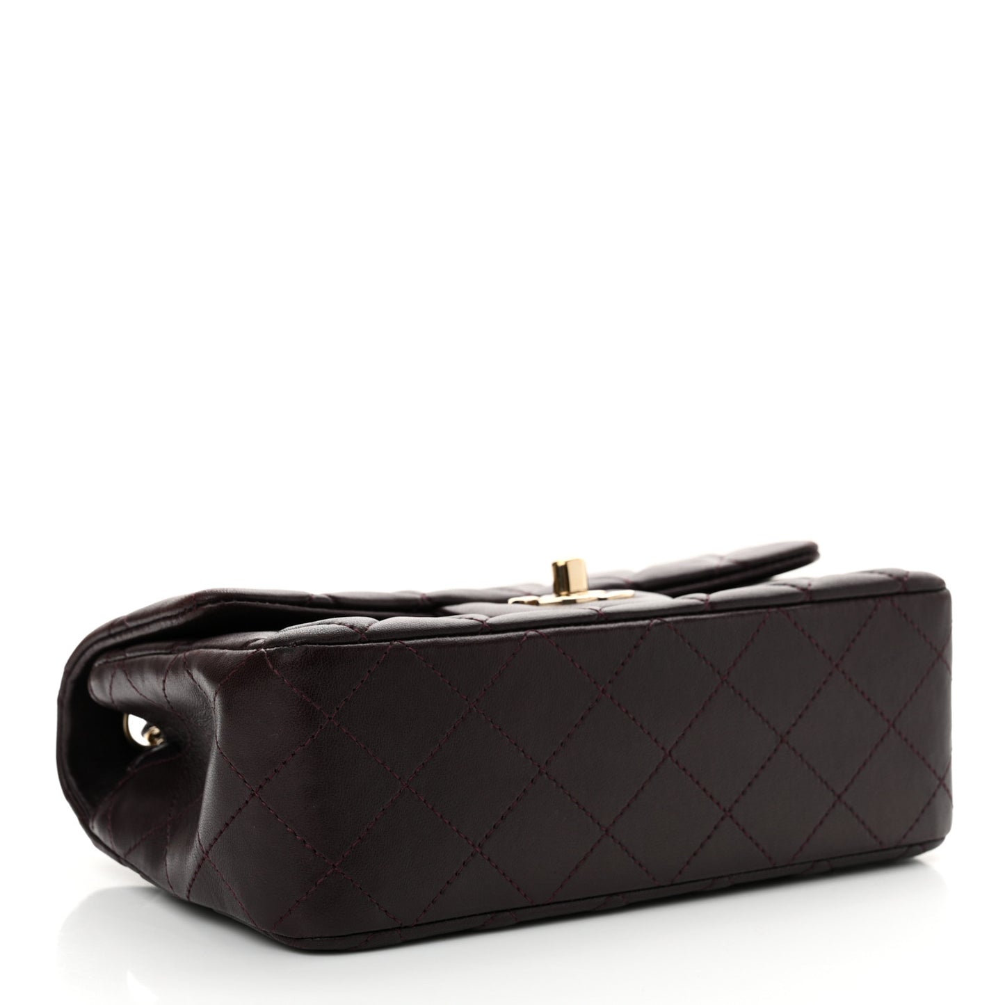 Lambskin Quilted Mini Rectangular Flap Dark Purple