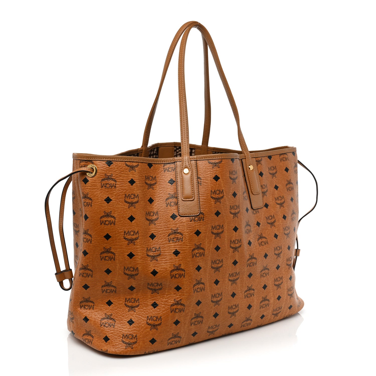 MCM Visetos Large Liz Reversible Shopper Tote Cognac 4 of 16
