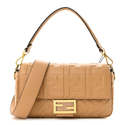 Fendi Nappa FF 1974 Embossed Baguette Miele Scuro 1 of 10