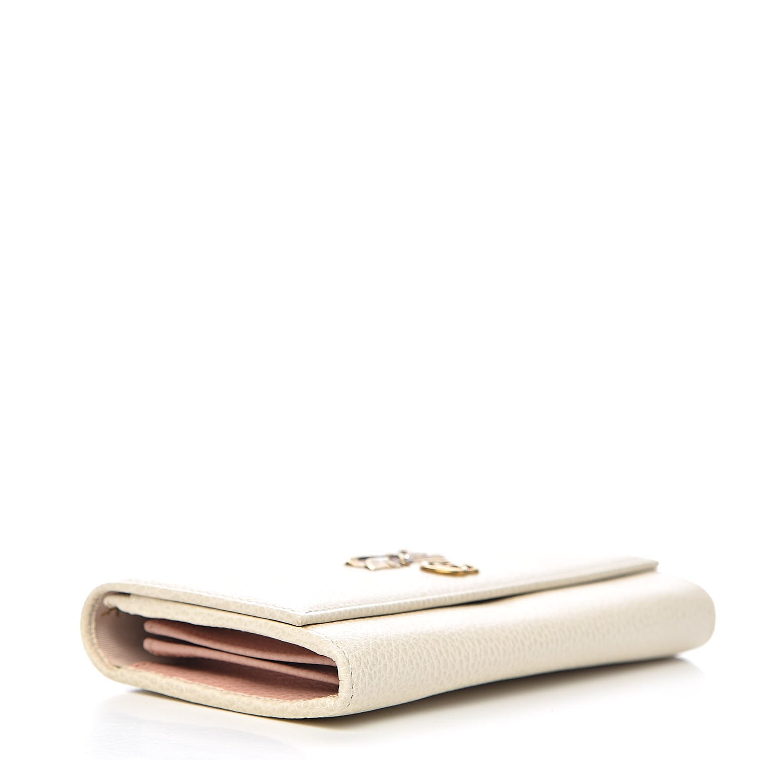 Gucci Calfskin Crystal Bow Continental Wallet Off White 4 of 7