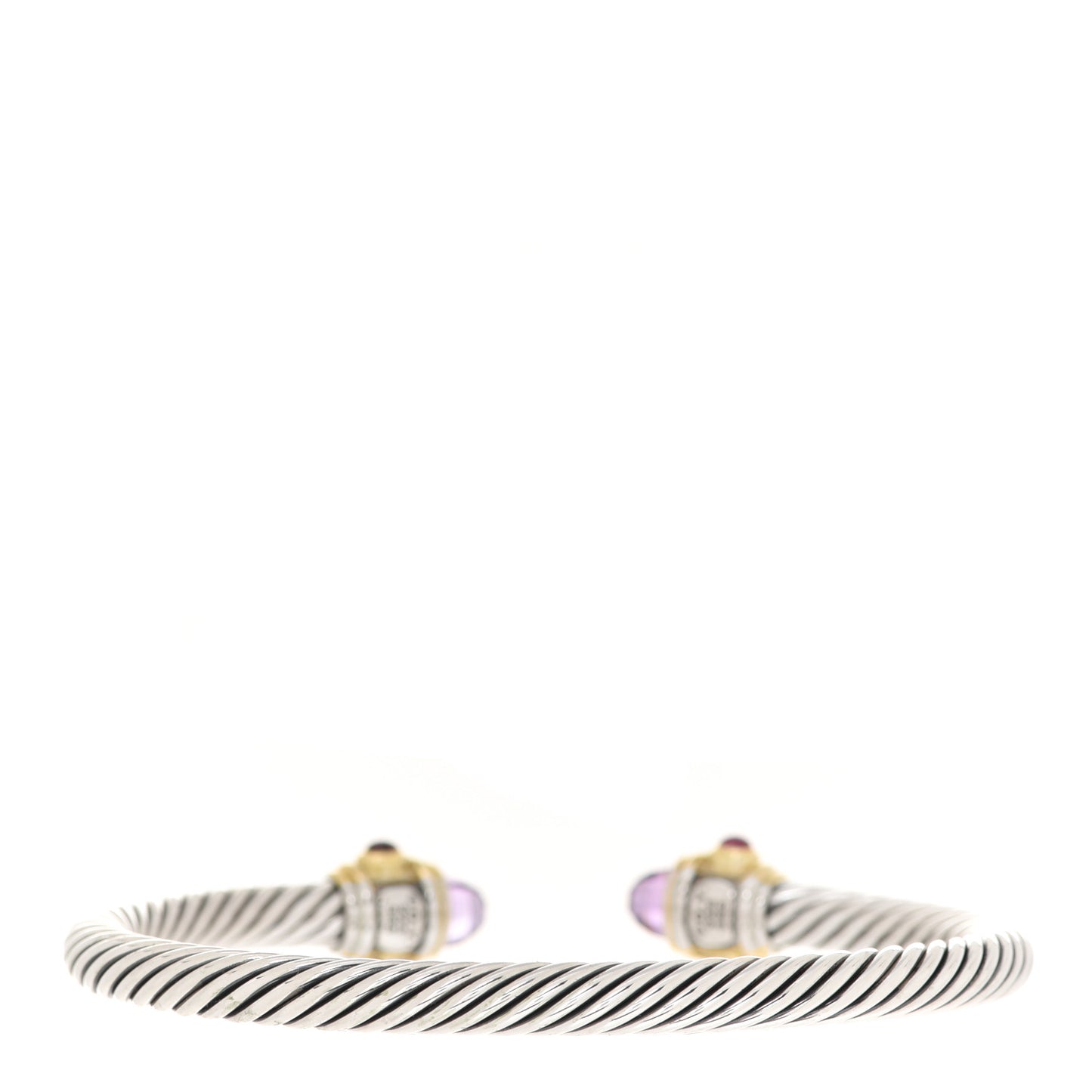 Sterling Silver 14K Yellow Gold Amethyst Tourmaline Rhodolite 5mm Cable Renaissance Bracelet