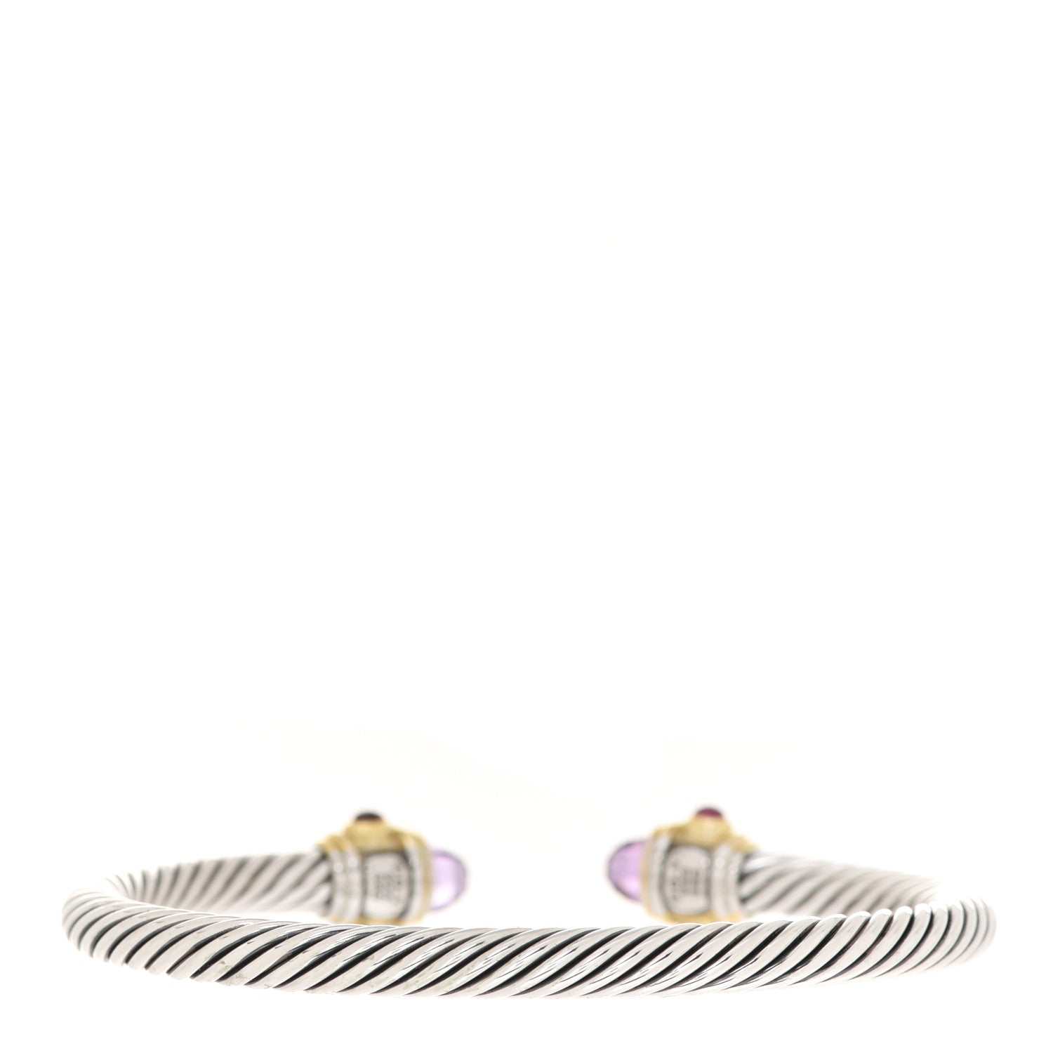 David Yurman Sterling Silver 14K Yellow Gold Amethyst Tourmaline Rhodolite 5mm Cable Renaissance Bracelet 3 of 4