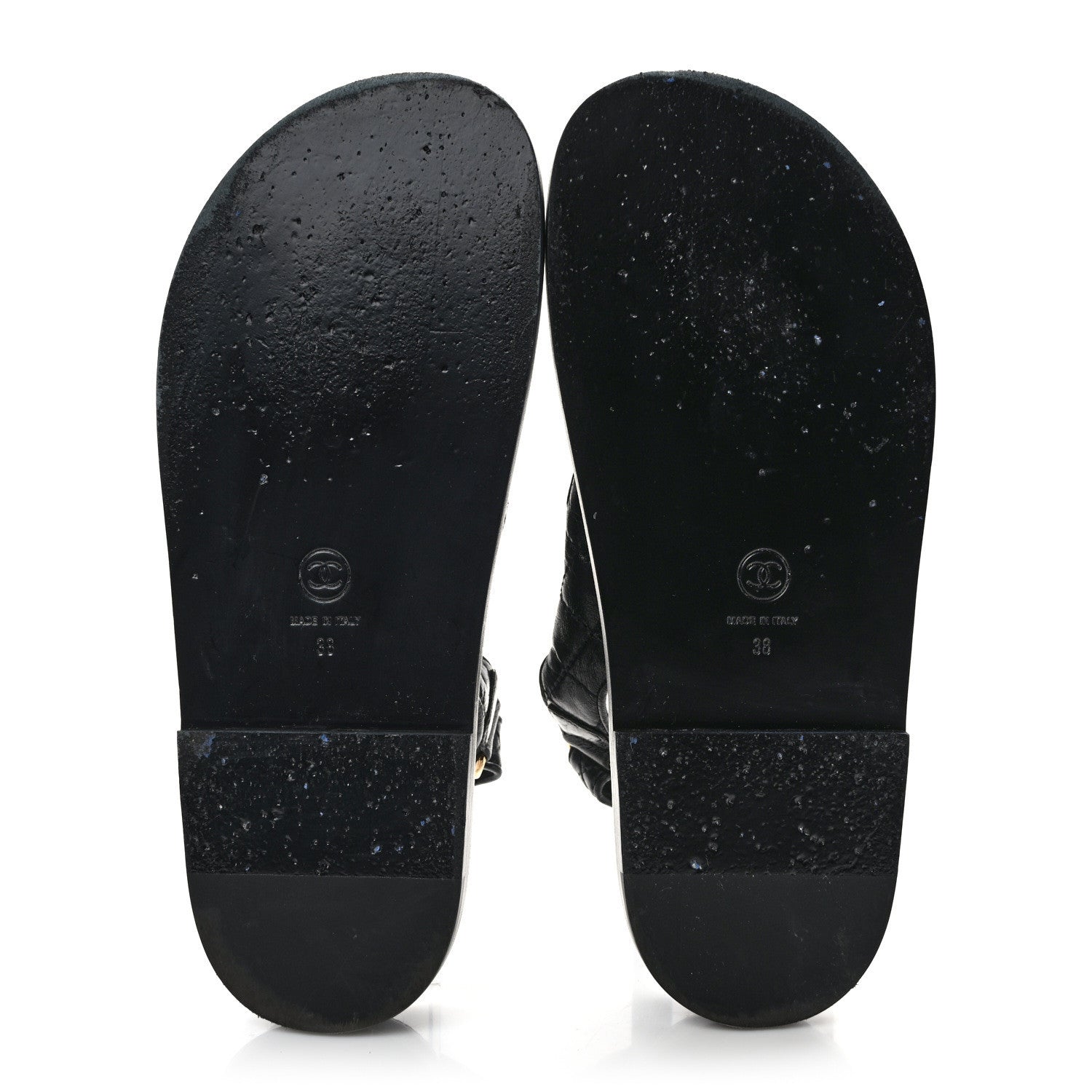 Chanel Crumpled Shiny Lambskin Velcro Dad Sandals 38 Black 5 of 8