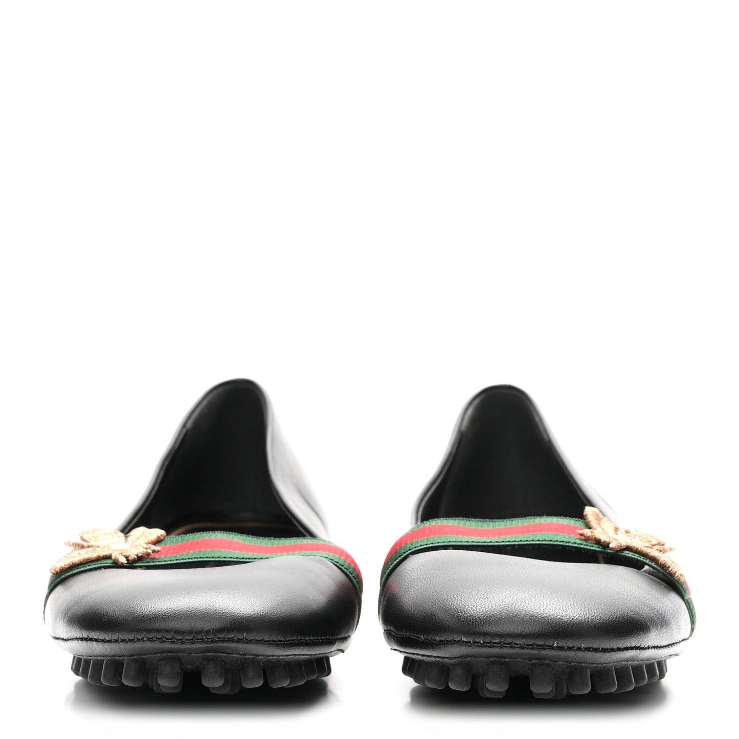 Calfskin Bayadere Bee Ballerina Flats 35.5 Black