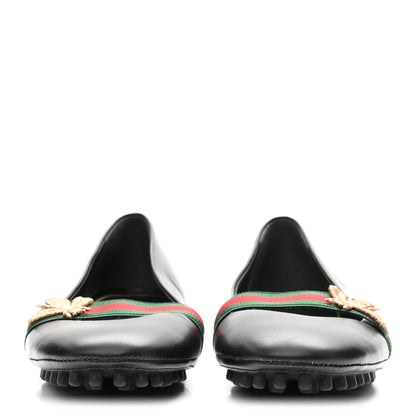 Gucci Calfskin Bayadere Bee Ballerina Flats 35.5 Black 3 of 10