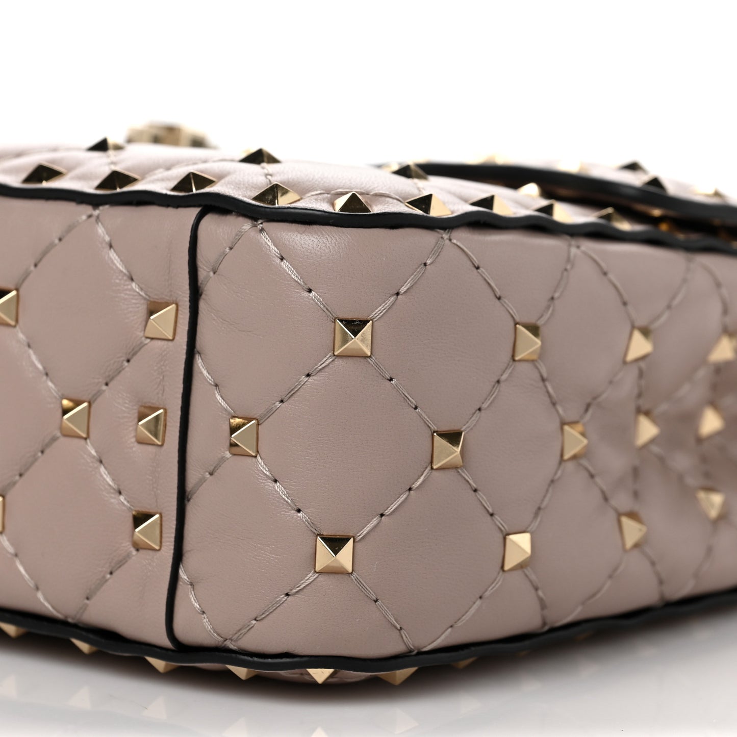 Lambskin Medium Rockstud Spike Shoulder Bag Poudre