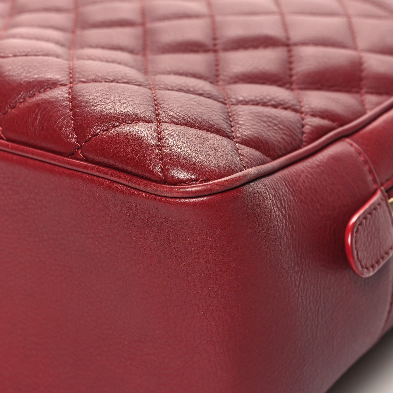 Chanel Calfskin Quilted CC Medium Vanity Case Dark Red 13 of 15
