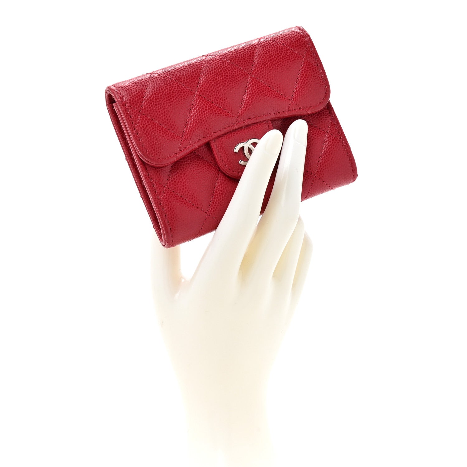 Chanel Caviar Quilted Flap Card Holder Wallet Red 1821065