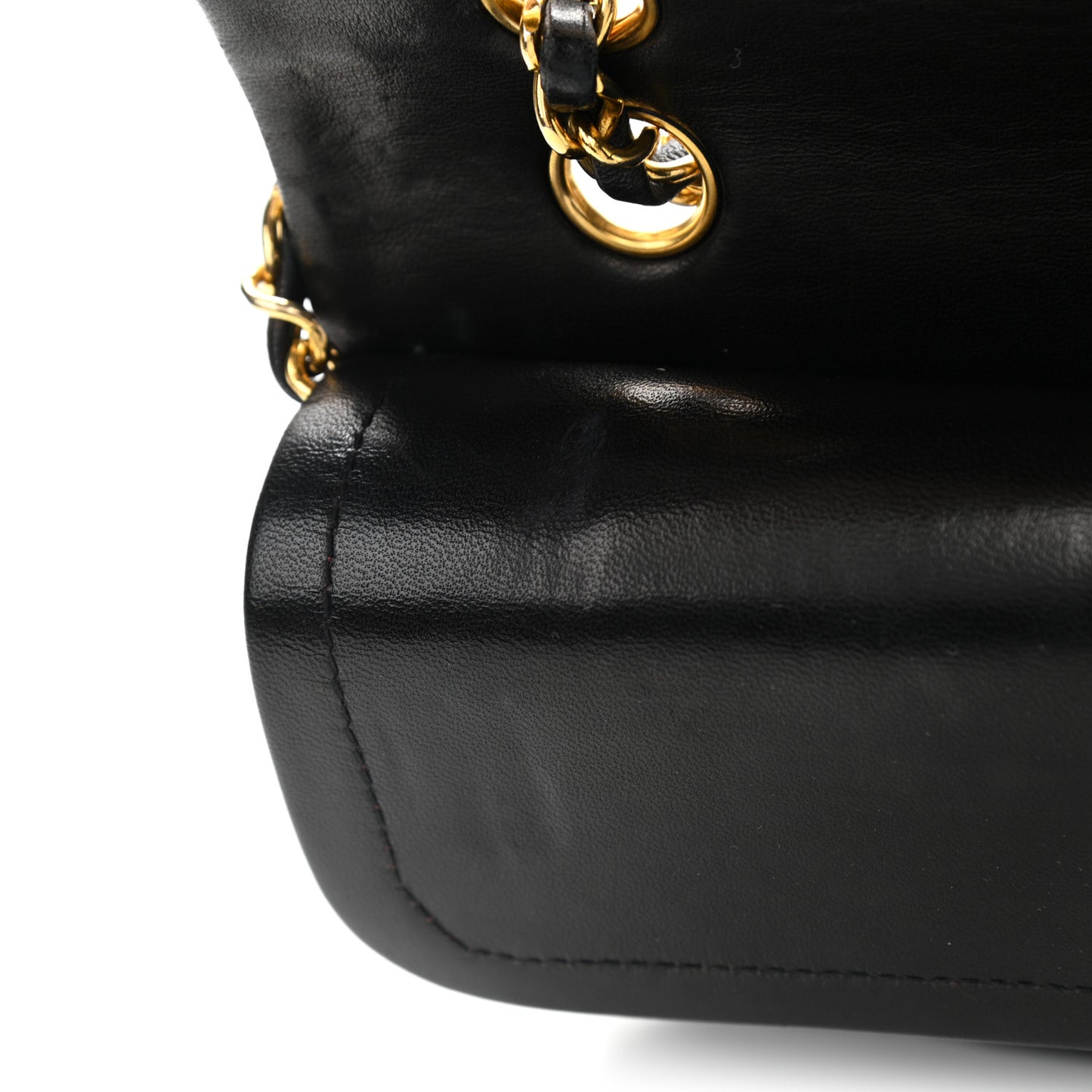 Lambskin Quilted Medium Double Flap Black