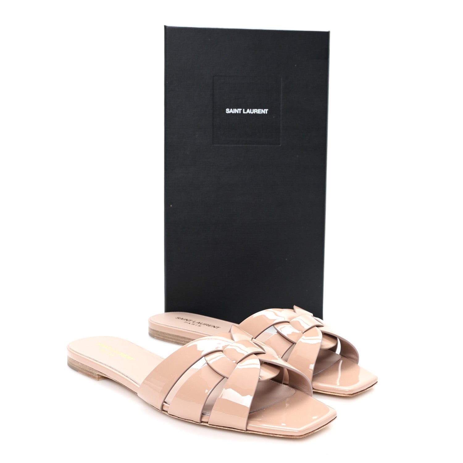 Saint Laurent Patent Calfskin Nu Pied 05 Slide Sandals 39.5 Nude 10 of 10