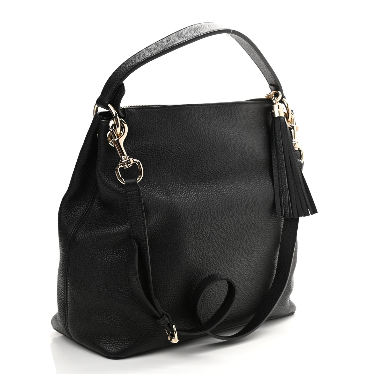 Pebbled Calfskin Large Soho Hobo Black