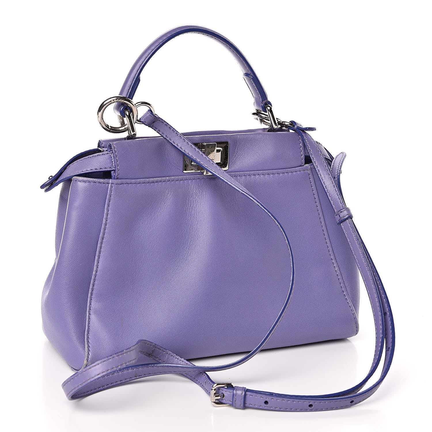 Fendi Nappa Mini Peekaboo Iconic Satchel Viola Cassis 3 of 12