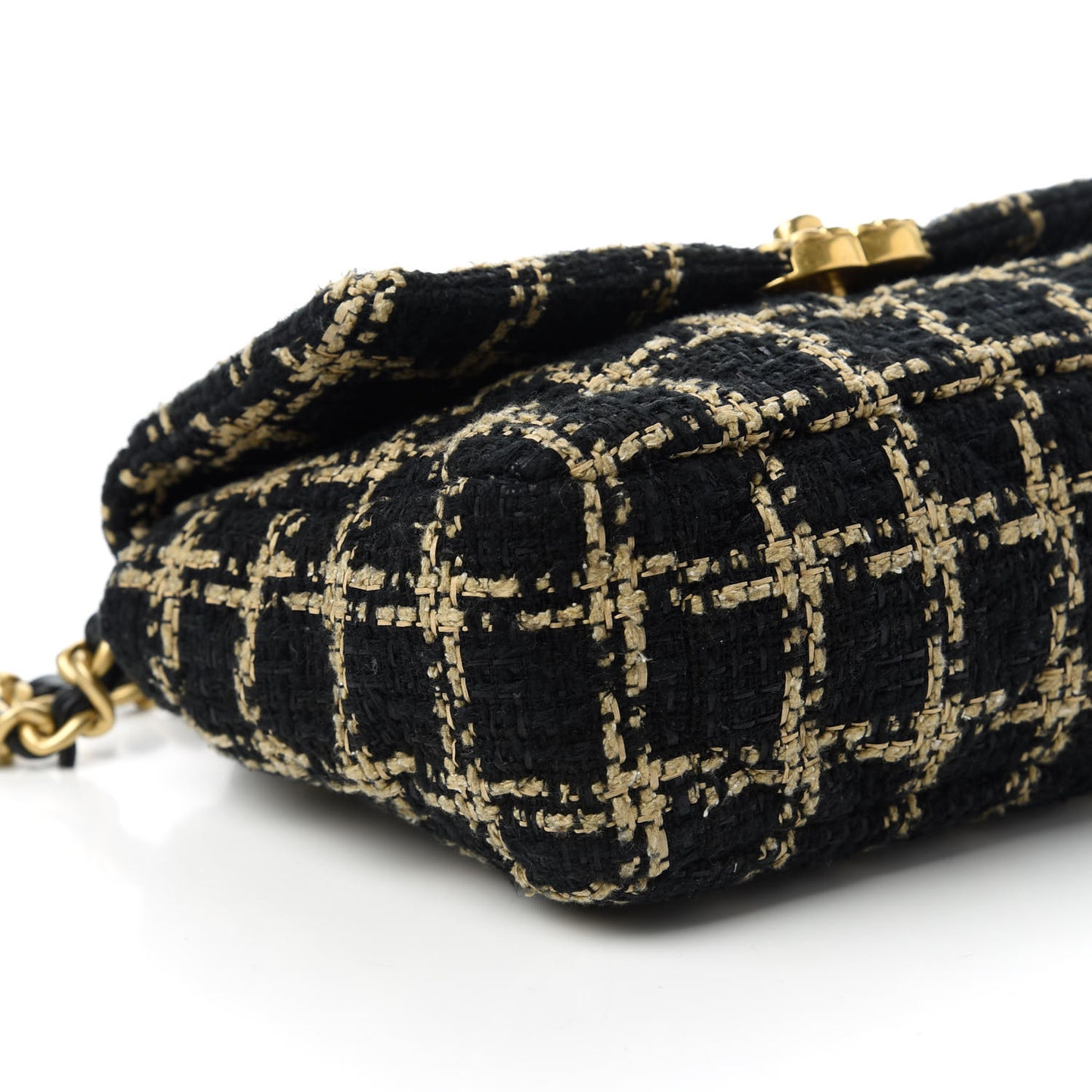Tweed Quilted Medium Chanel 19 Flap Black Beige