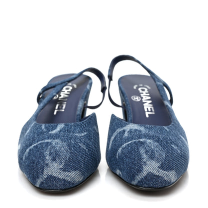 Chanel Denim Cap Toe CC Slingback Pumps 36.5 Blue 2 of 8
