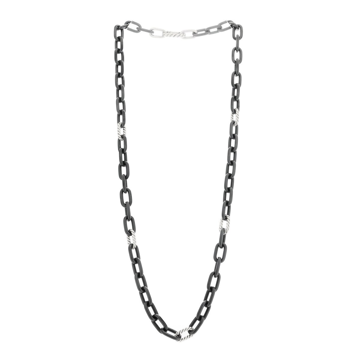 Black Titanium Sterling Silver 8.5mm Madison Chain Necklace