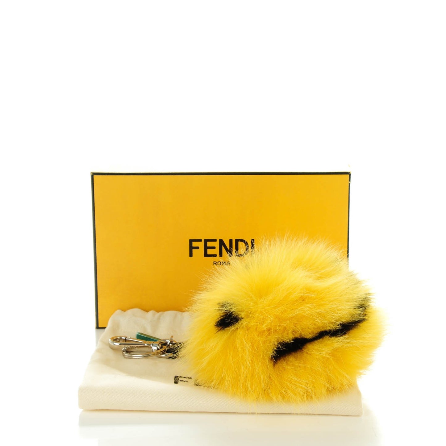 Fox Fur Smiley Bag Charm Yellow