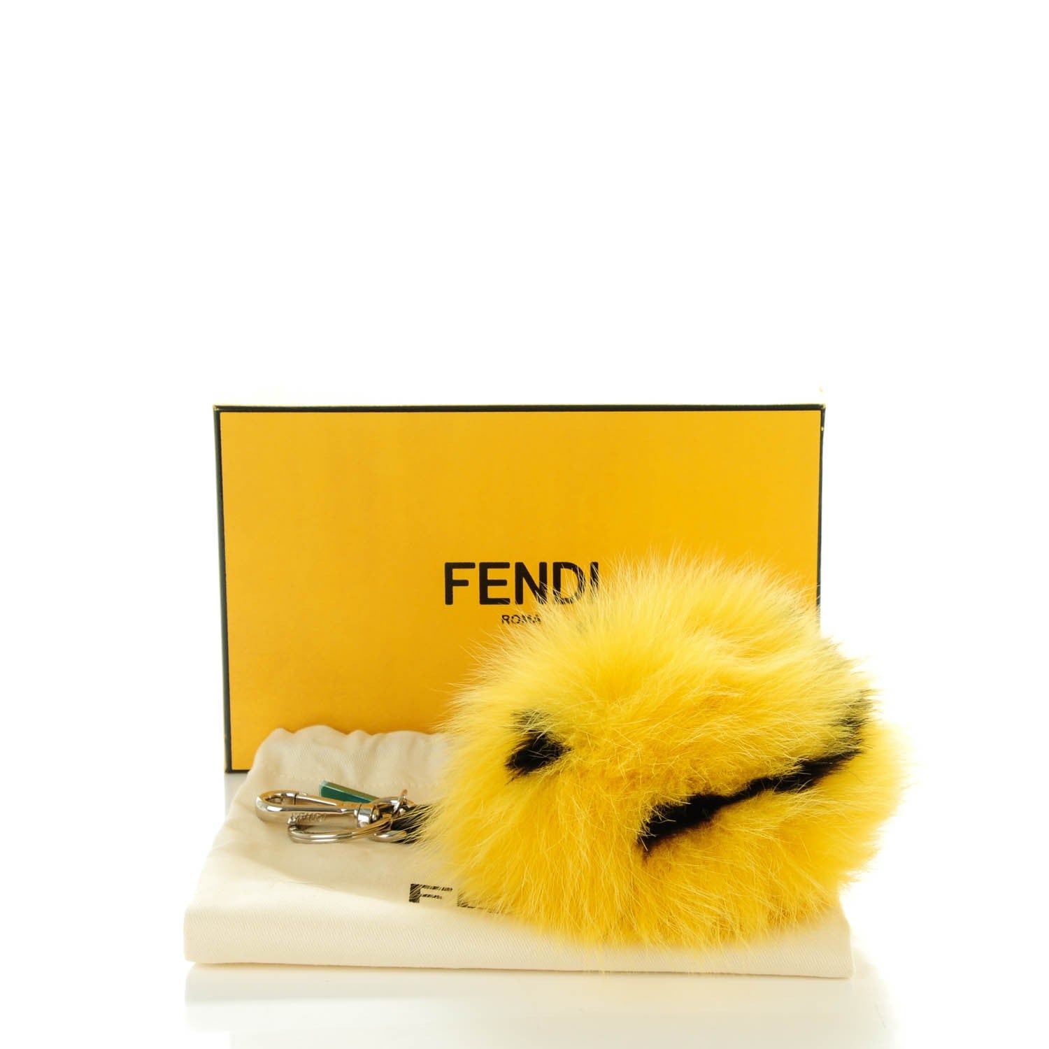 Fendi Fox Fur Smiley Bag Charm Yellow 4 of 4