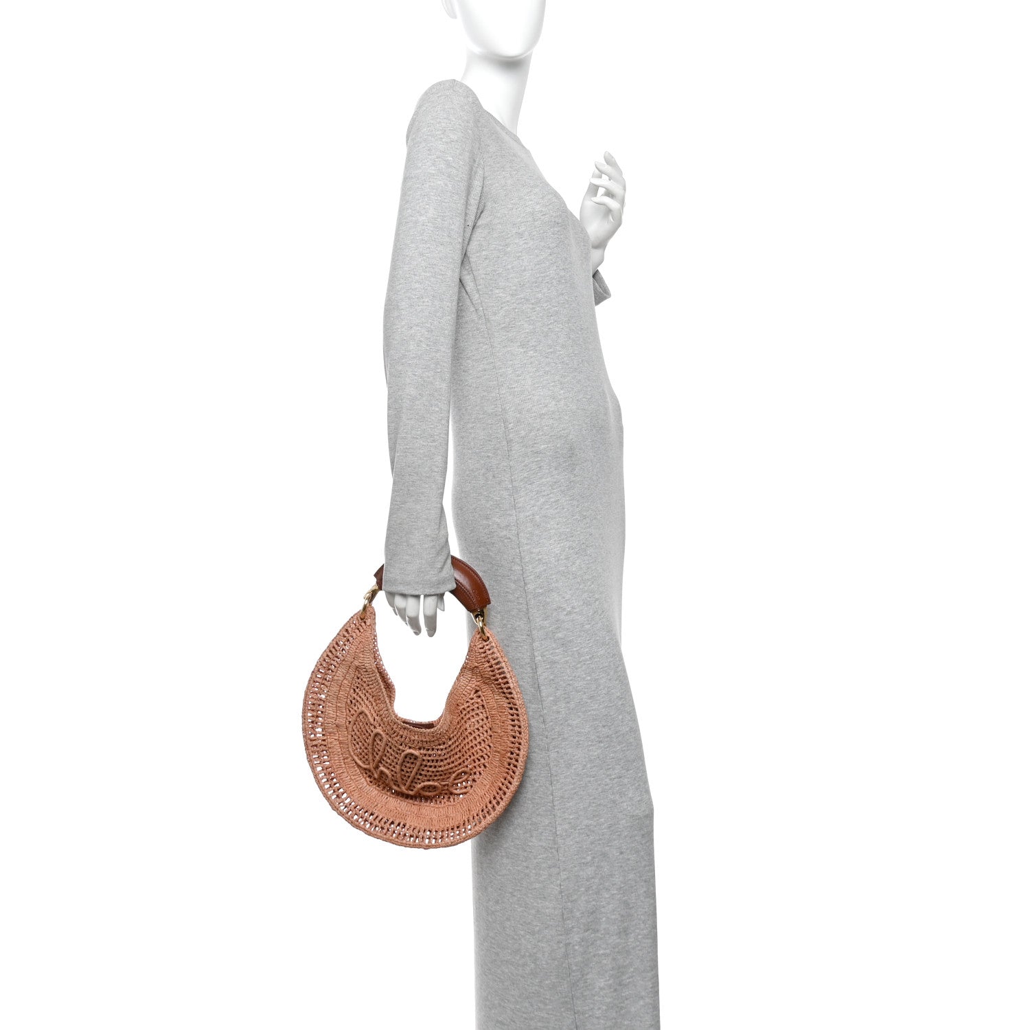 Chloe Raffia Calfskin Summer Banana Hobo Summery Beige 2 of 9