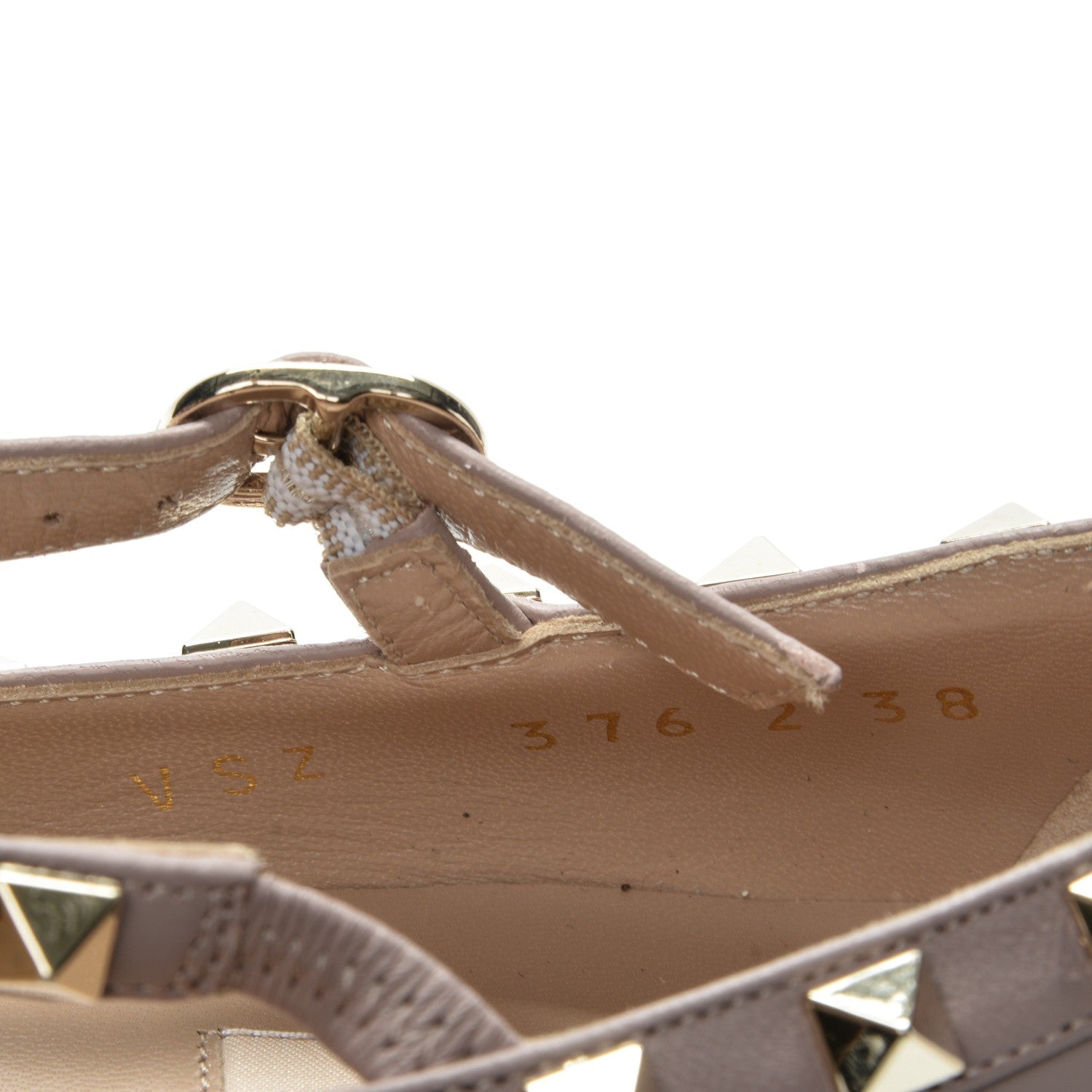 Valentino Garavani Patent Rockstud Cage Ballerina Flats 38 Poudre 9 of 9