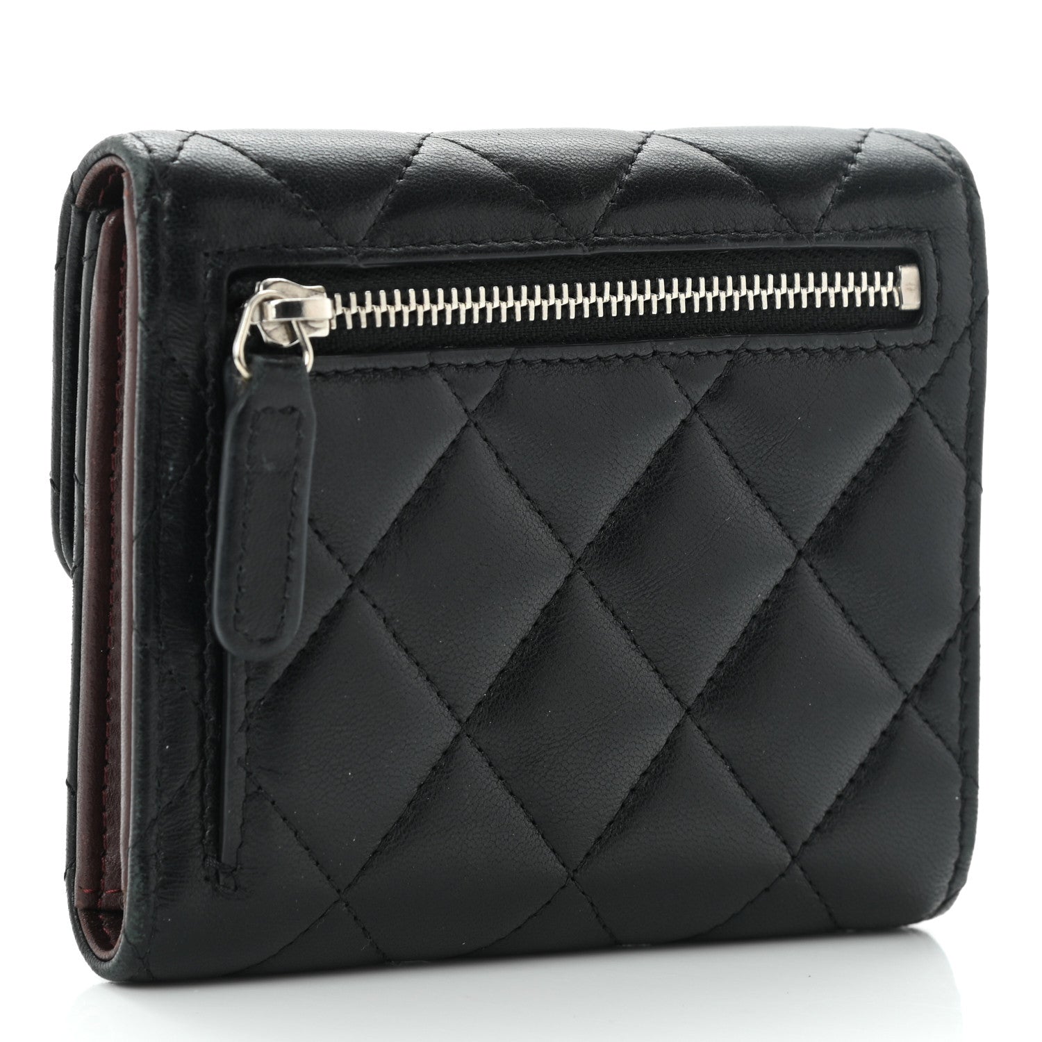 Chanel Lambskin Quilted Compact Flap Wallet Black 3 of 11