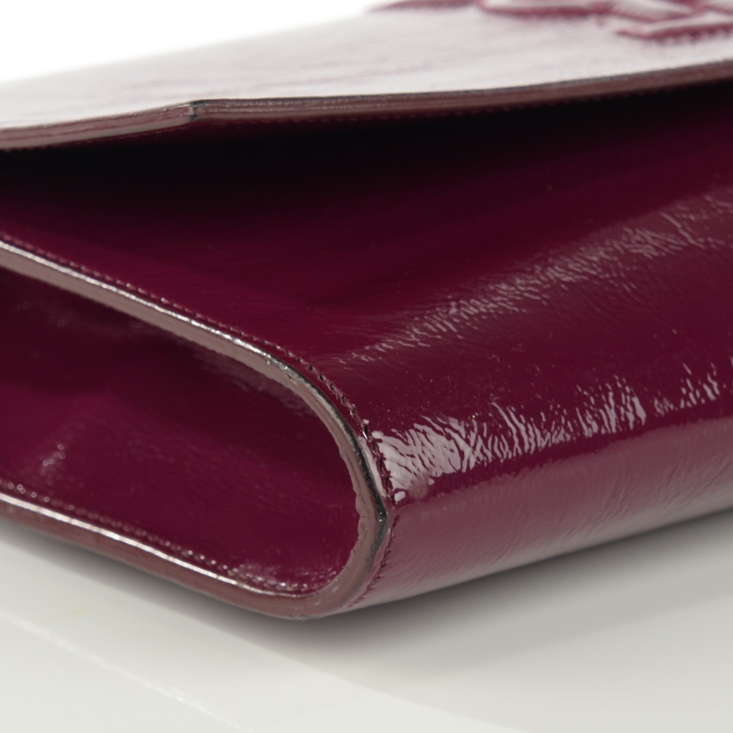 Saint Laurent Textured Patent Monogram Large Belle De Jour Clutch Burgundy 9 of 10