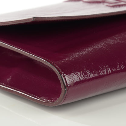 Saint Laurent Textured Patent Monogram Large Belle De Jour Clutch Burgundy 9 of 10