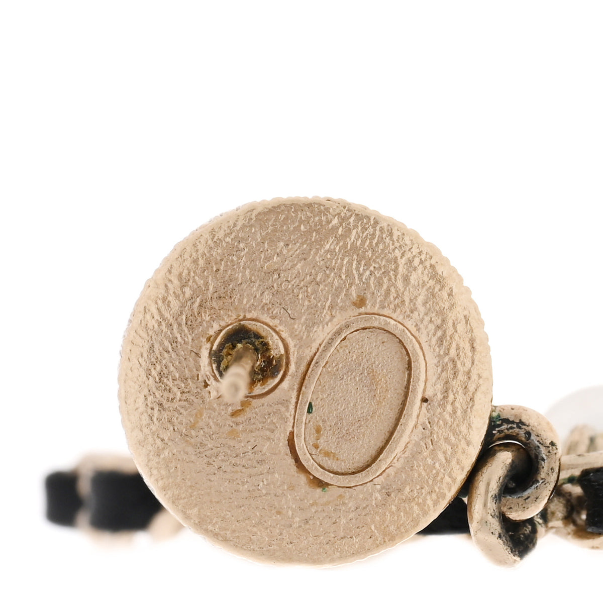 Lambskin Crystal Pearl CC Chain Hoop Earrings Gold Black