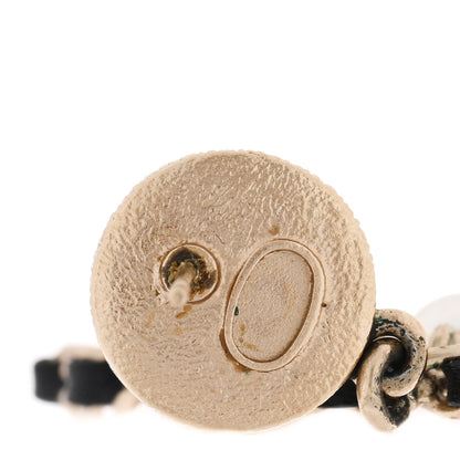 Chanel Lambskin Crystal Pearl CC Chain Hoop Earrings Gold Black 4 of 4
