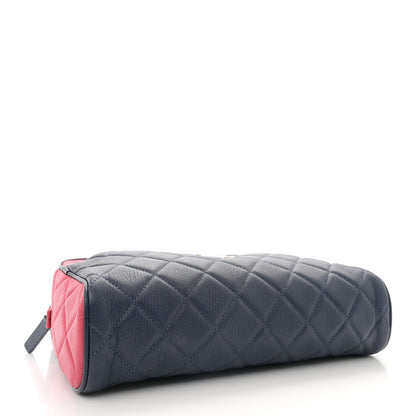 Chanel Goatskin Quilted Tri-Color Medium In & Out Camera Case Navy Turquoise Pink 3 of 9