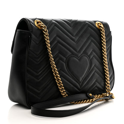 Gucci Calfskin Matelasse Medium GG Marmont Shoulder Bag Black 3 of 11