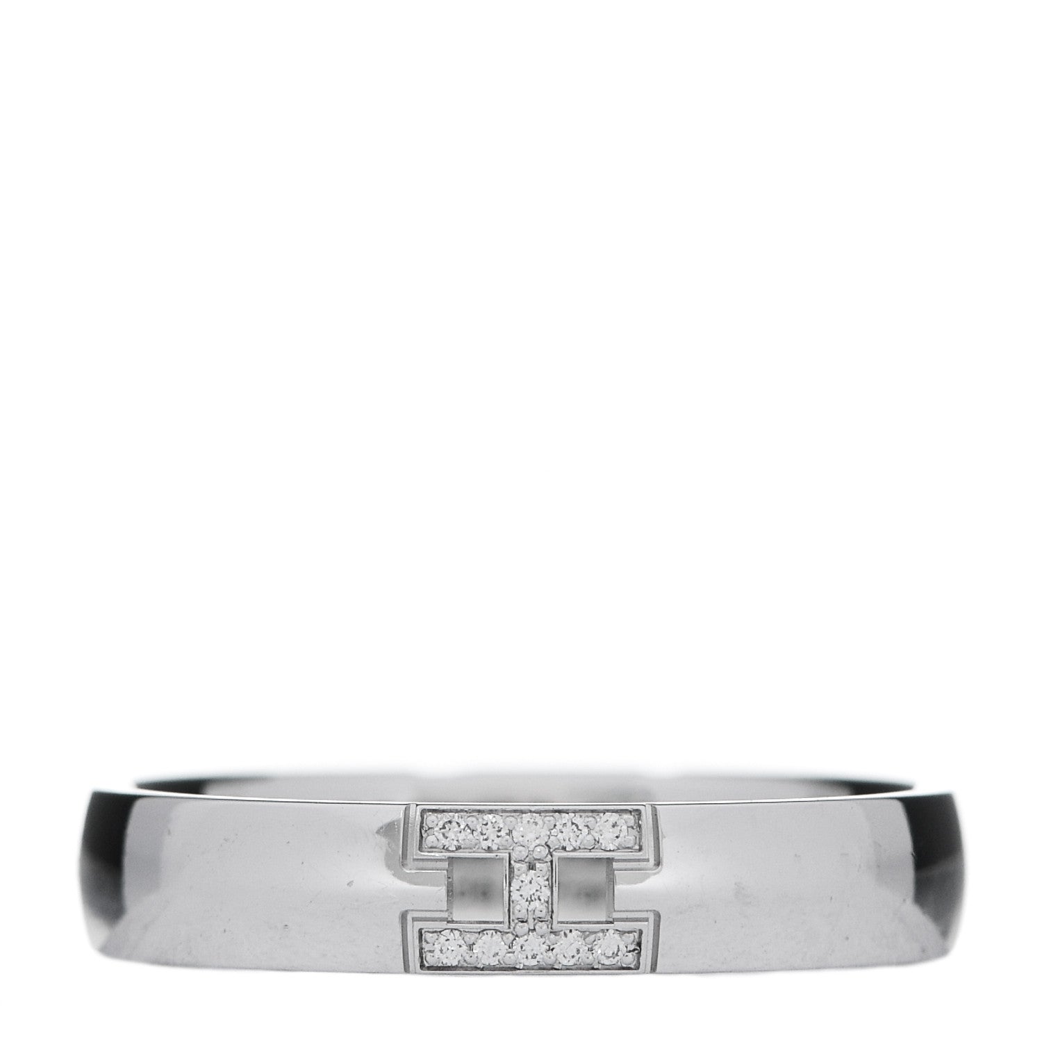 Hermes 18K White Gold Diamond Ever Herakles Wedding Band Ring 52 6 1 of 5