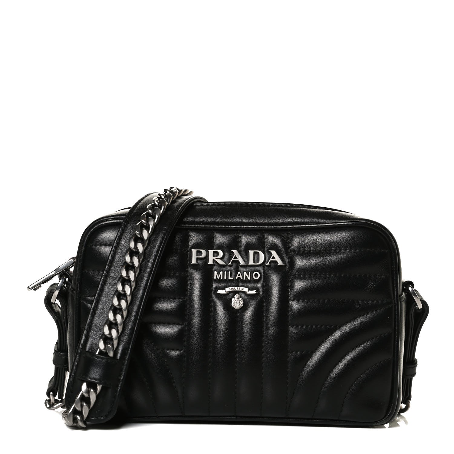 Prada Soft Calfskin Diagramme Crossbody Bag Black 1 of 14