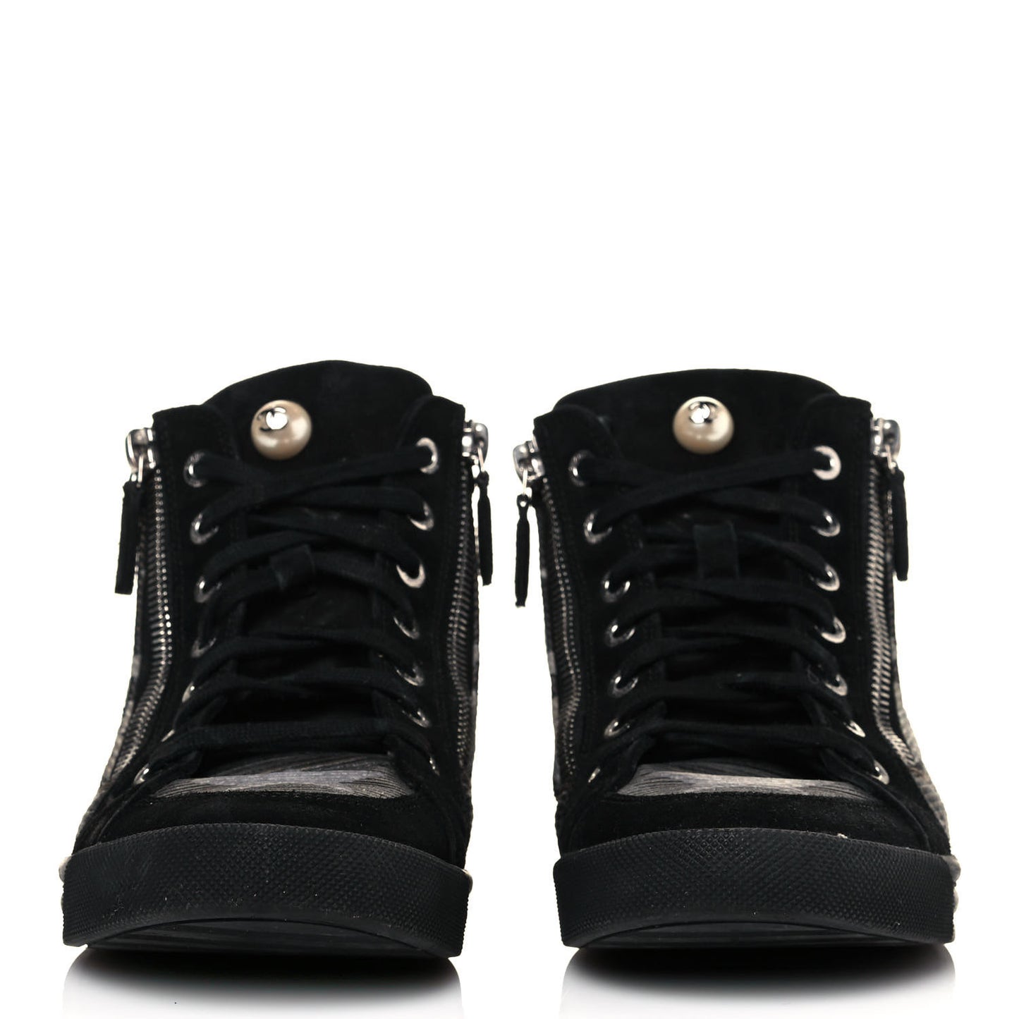 Canvas Suede CC Star Zipped High Top Sneakers 36 Black