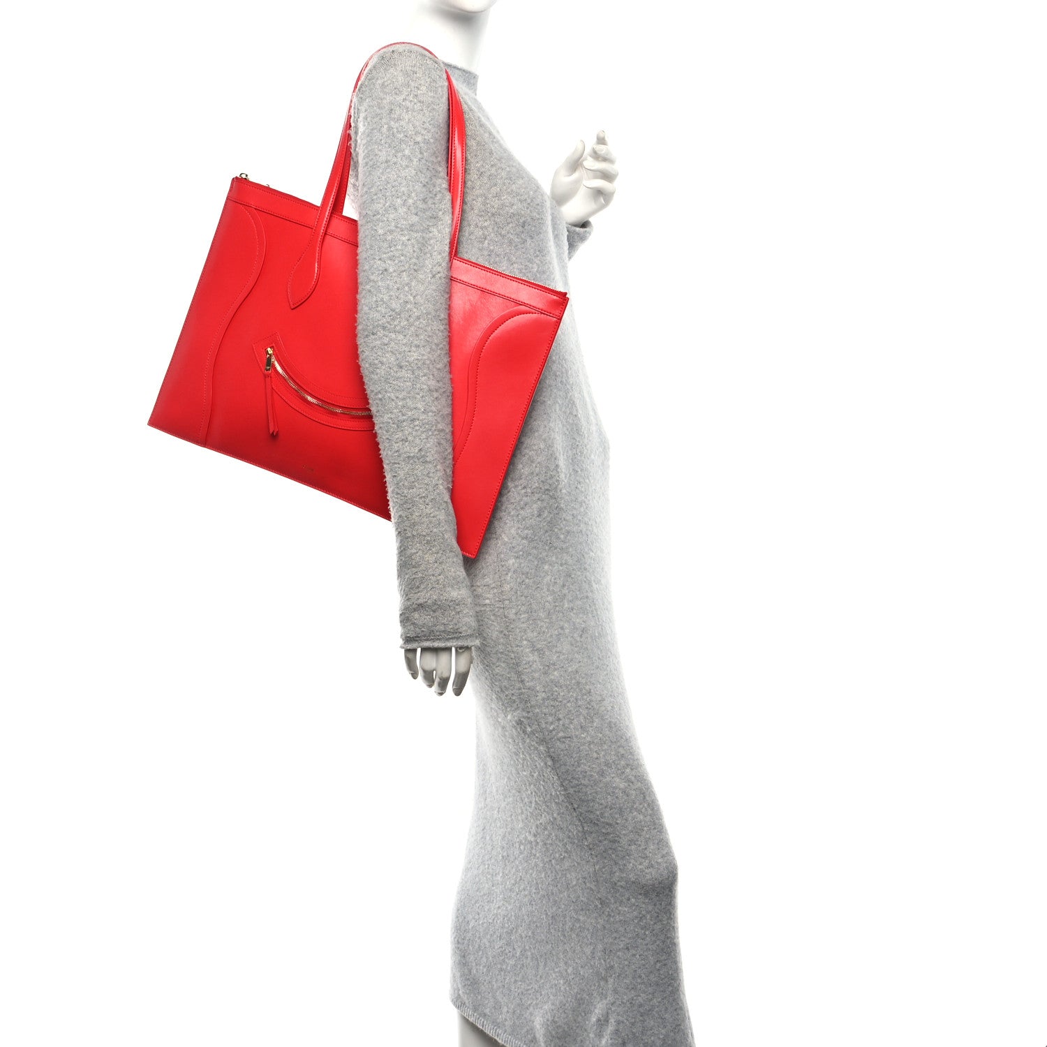 Celine Glossy Calfskin Flat Luggage Shoulder Bag Ultra Red 2 of 9