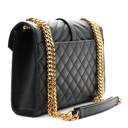 Saint Laurent Grain De Poudre Textured Mixed Matelasse Triquilt Medium Monogram Satchel Black 3 of 9