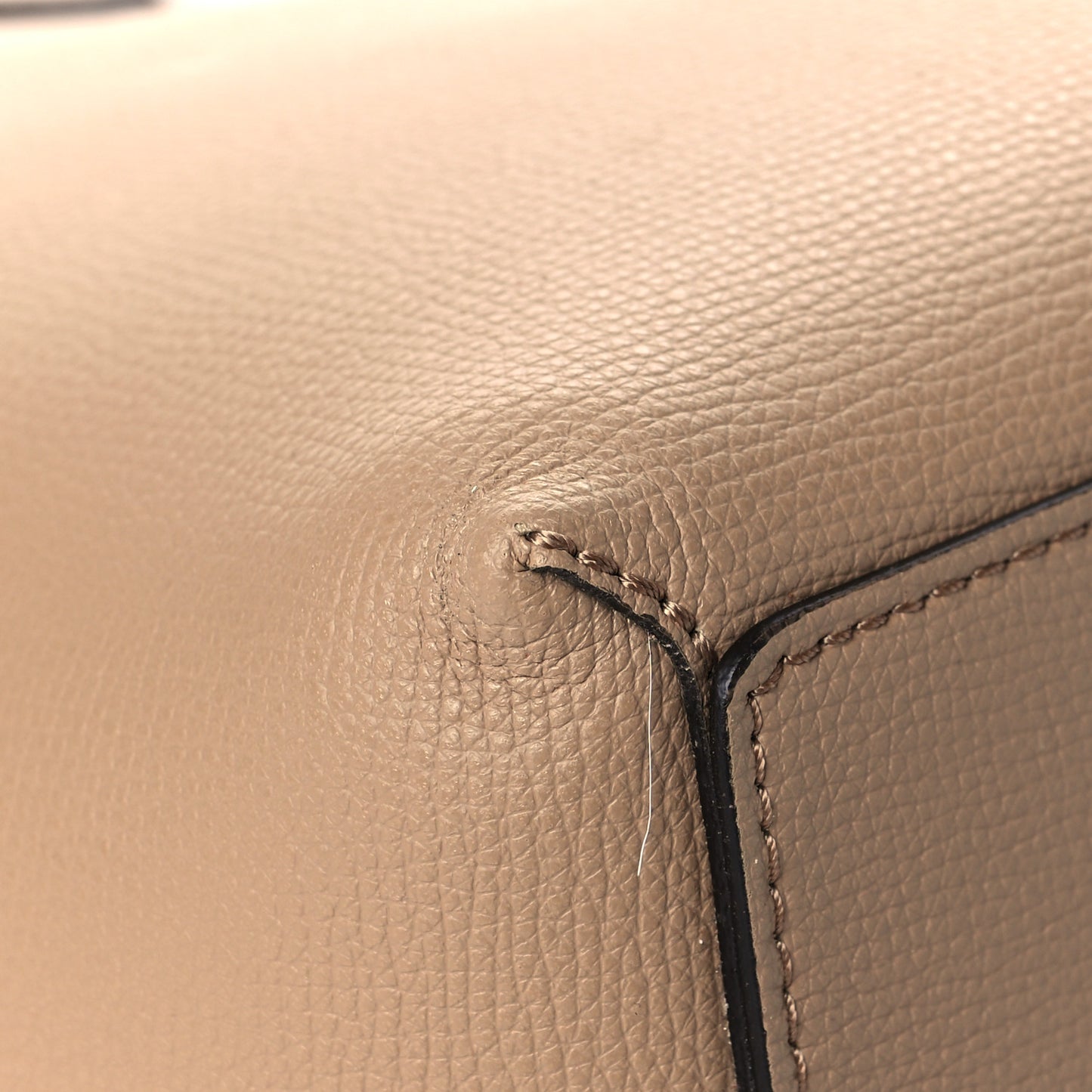 Grainy Calfskin Haymarket Check Small Reversible Tote Mid Camel