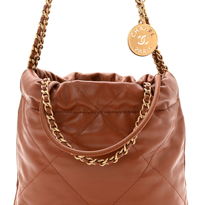Chanel Shiny Calfskin Quilted Mini Chanel 22 Light Brown 8 of 10