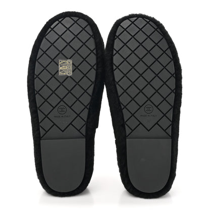 Chanel Shearling CC Flat Mules 39 Black 5 of 16