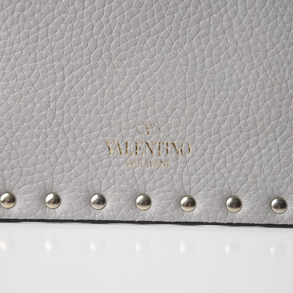 Valentino Garavani Pebbled Calfskin Large Rockstud Envelope Clutch Pastel Grey 7 of 10