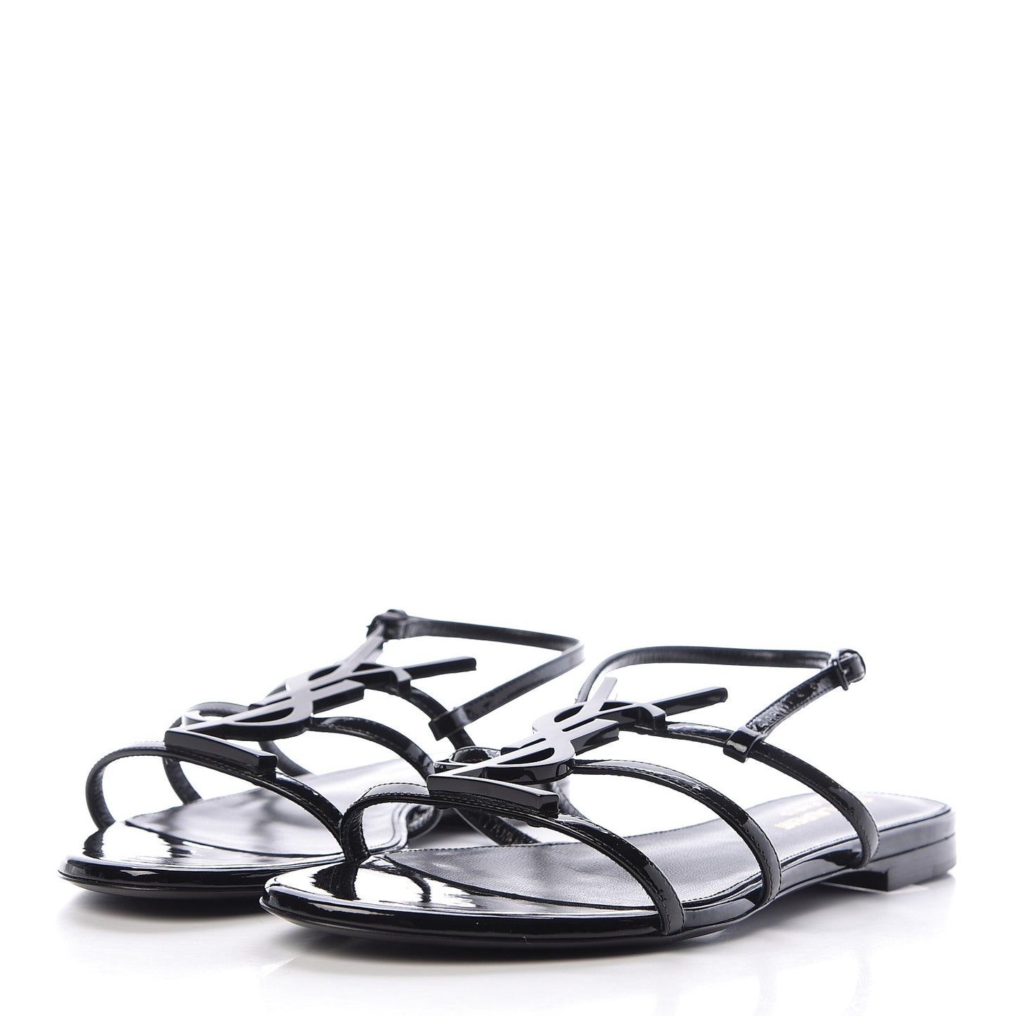 Patent Calfskin Cassandra Monogram Sandals 38 Black