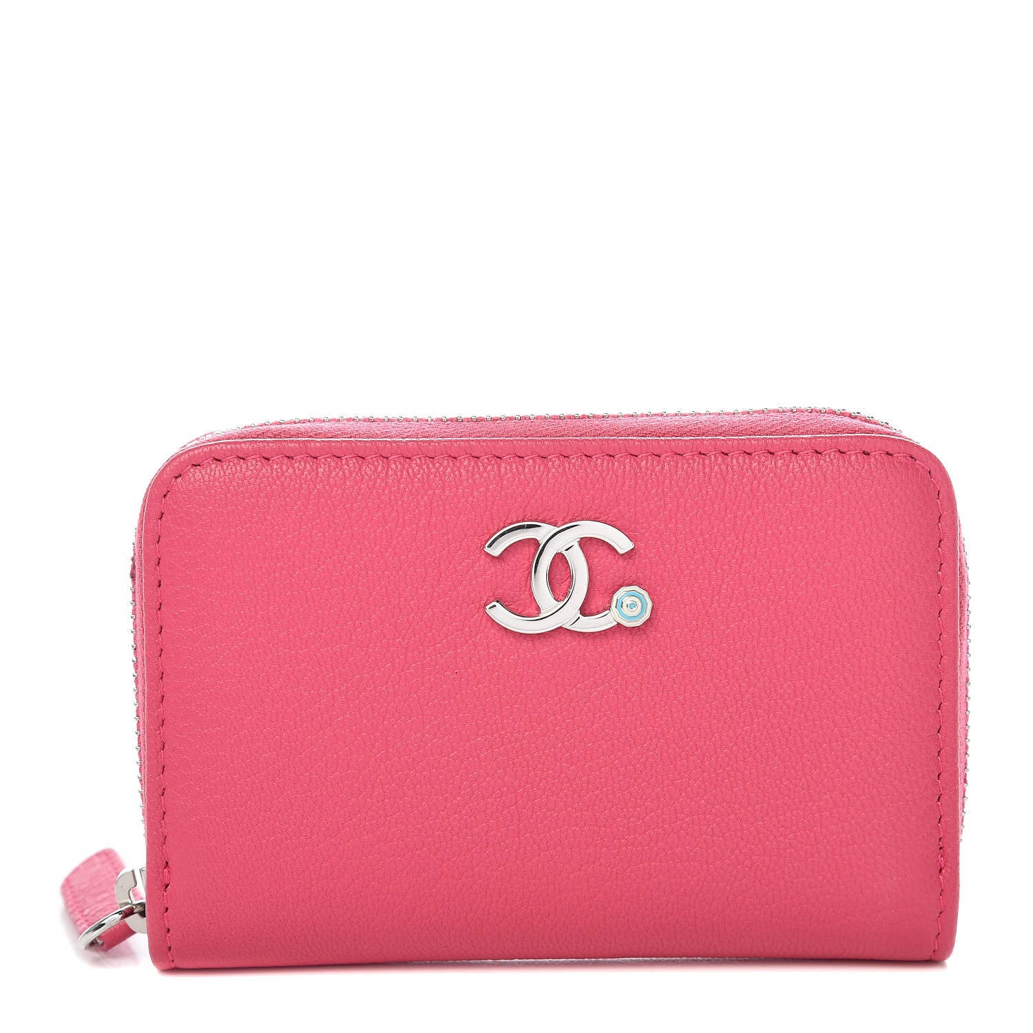 Chanel Goatskin Zip Coin Purse Fuchsia 1 of 10