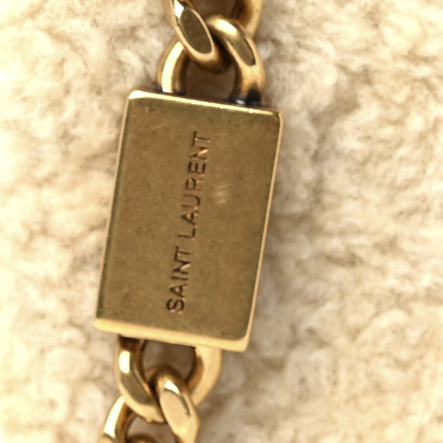 Shearling Small Monogram Kate Satchel Beige