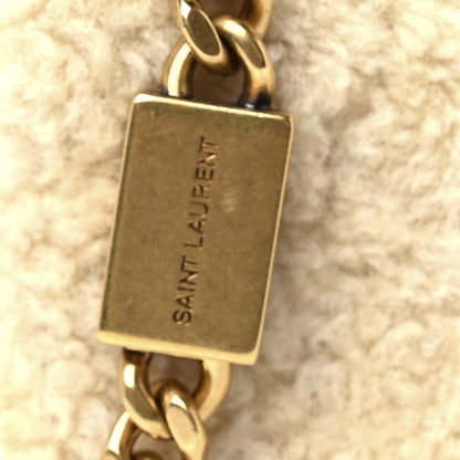 Saint Laurent Shearling Small Monogram Kate Satchel Beige 10 of 16