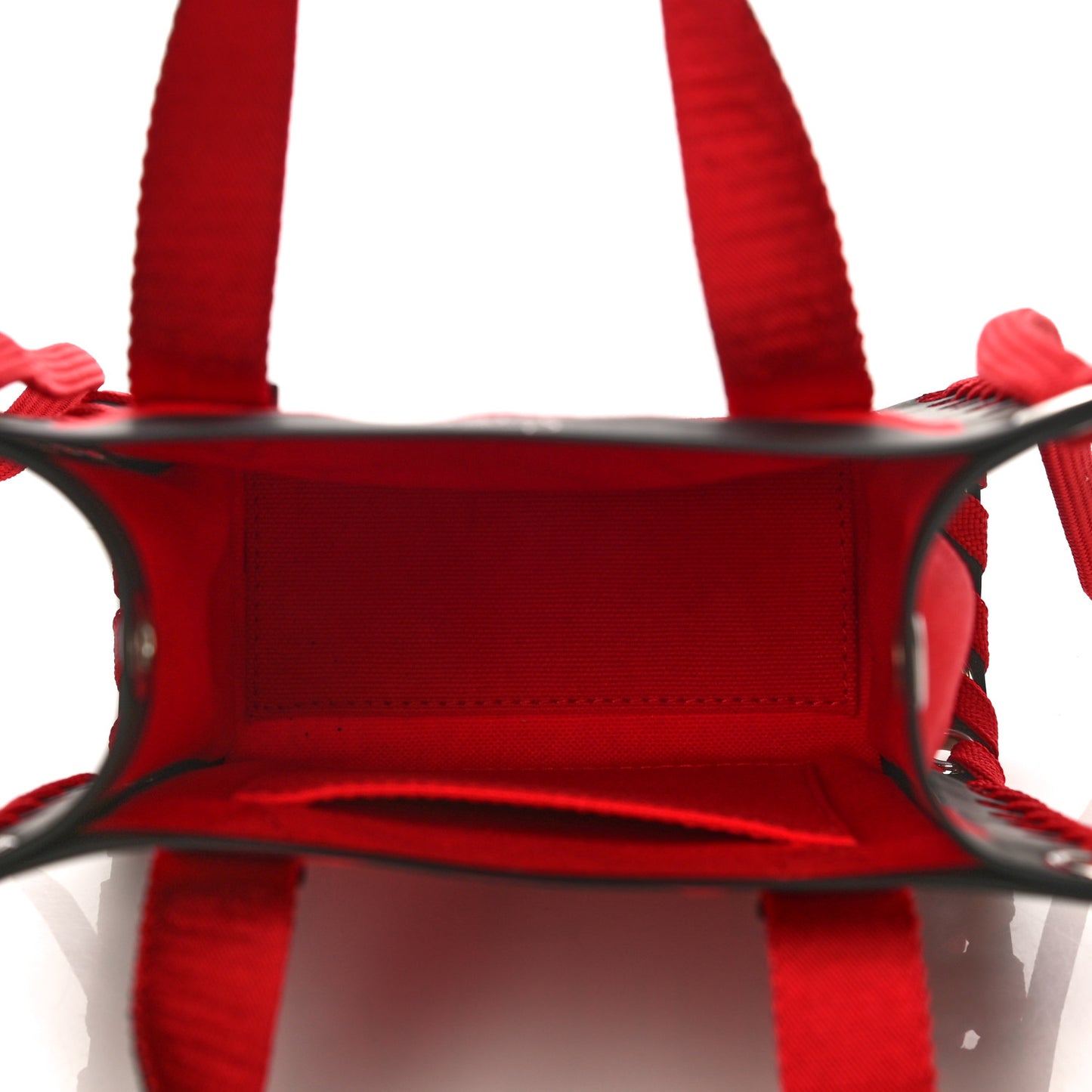 Braided Canvas Mini Cabalace Shopper Tote Red Black