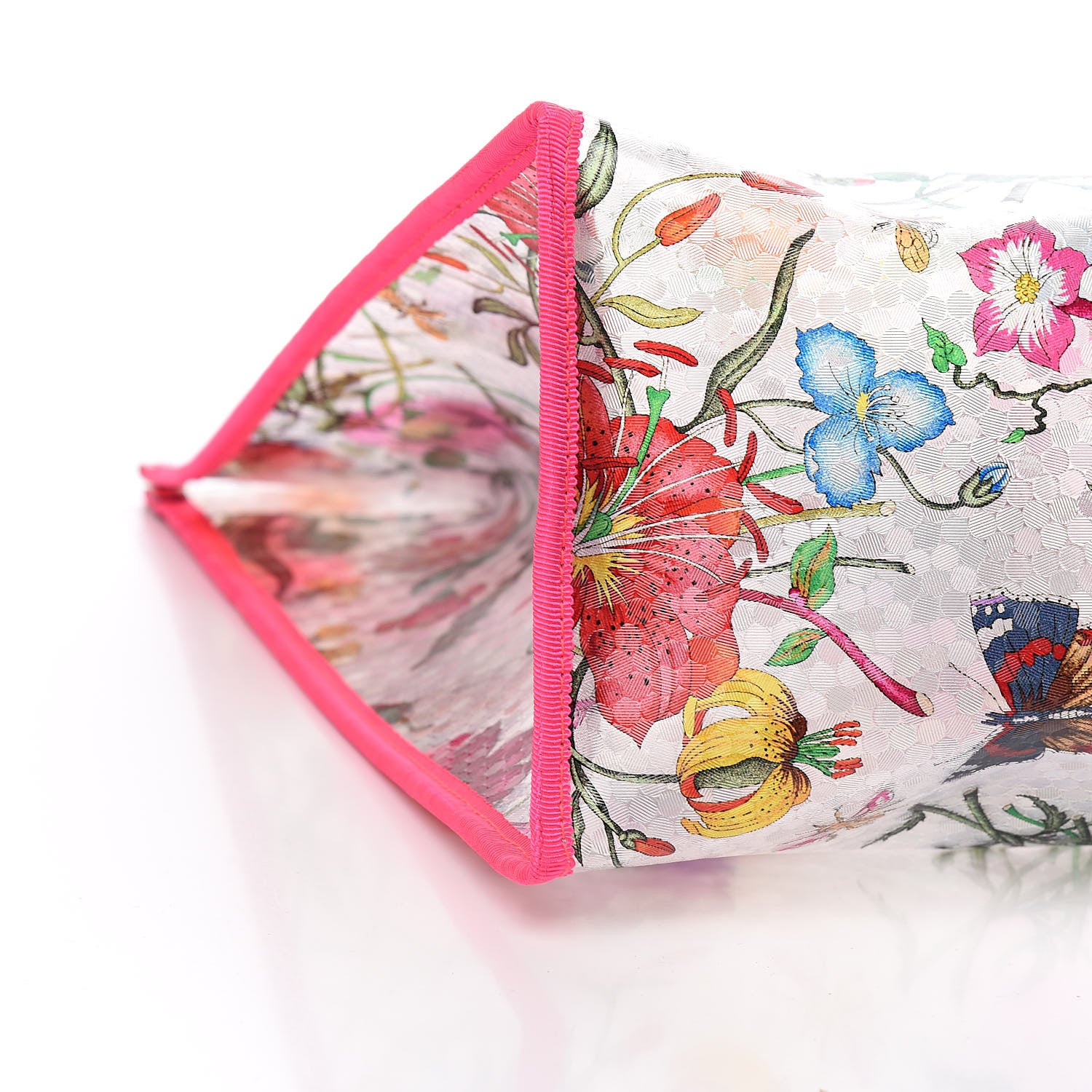 Gucci Calfskin Textured Vinyl Print Flora Tote Fluorescent Fuchsia 8 of 10