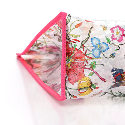 Gucci Calfskin Textured Vinyl Print Flora Tote Fluorescent Fuchsia 8 of 10